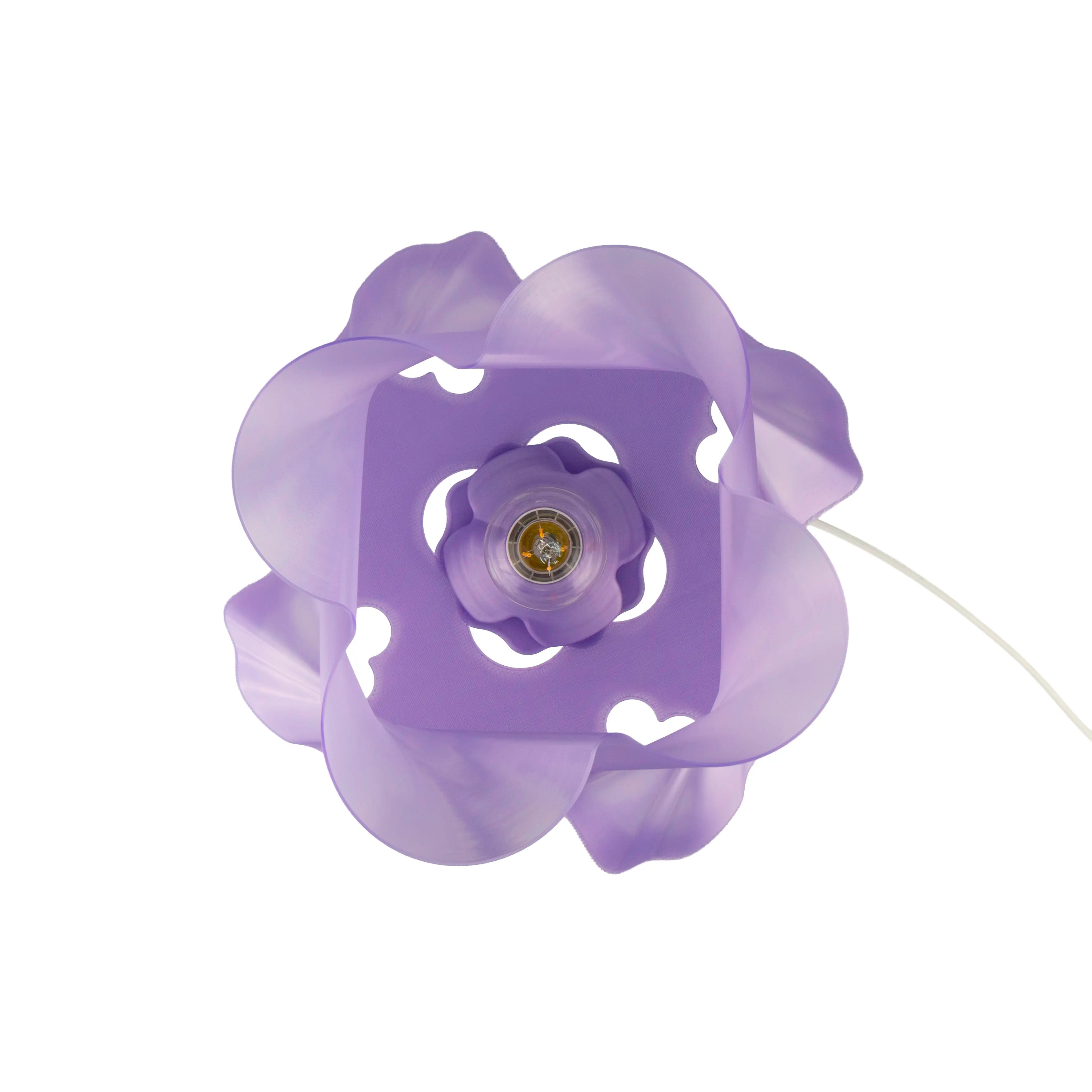 Lampe mauve violette design allumée, lumière chaude — luminaire made in France — LUMY PARIS