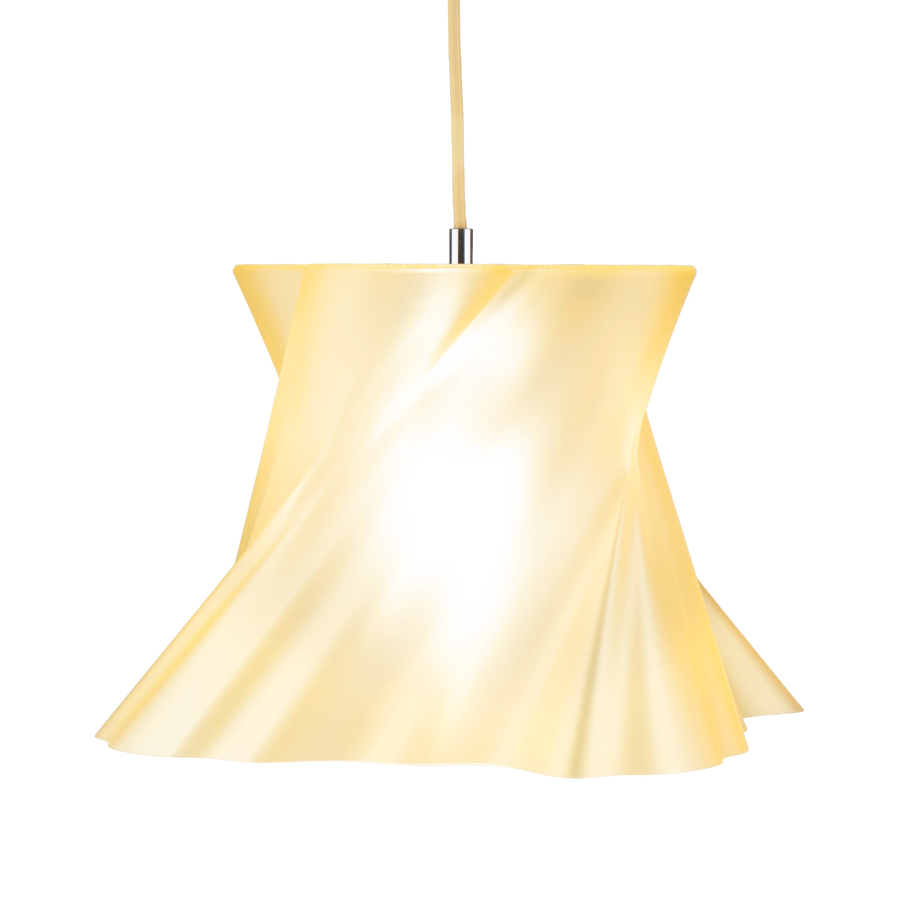 Grande suspension dorée champagne allumée — lustre design made in France — LUMY PARIS