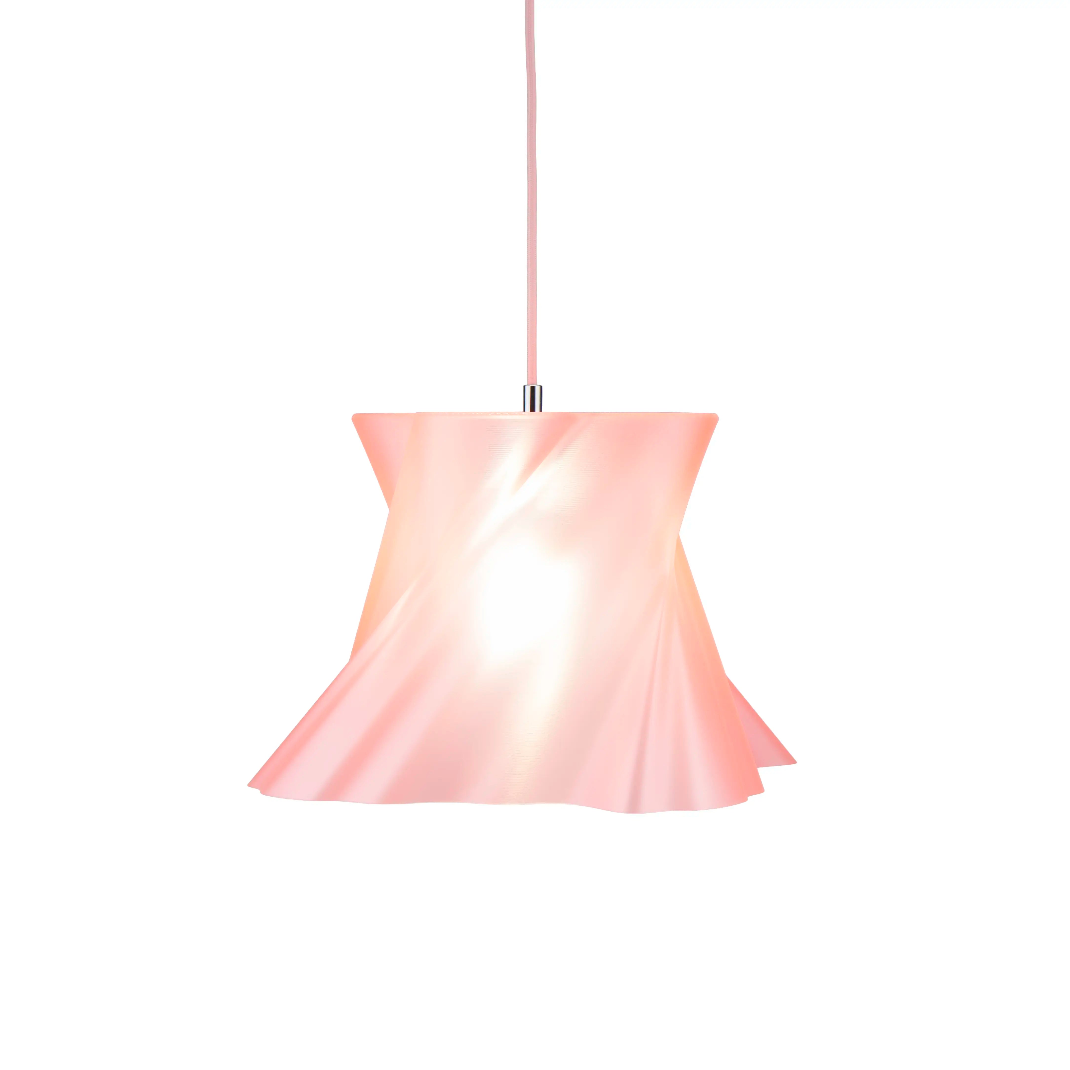 Suspension rose nude design vue de trois-quarts — lustre contemporain made in France — LUMY PARIS
