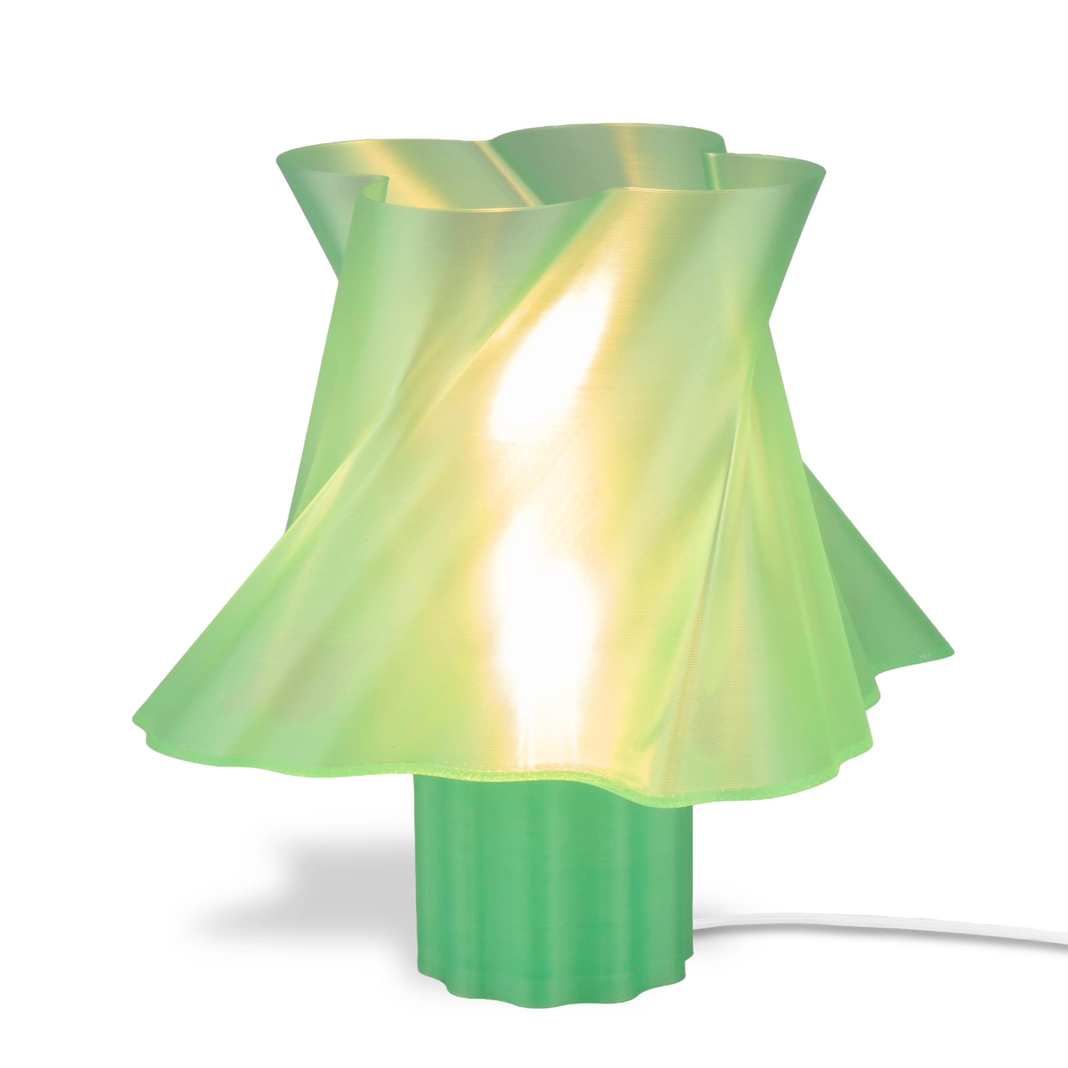 Grande suspension verte vert sauge allumée — lustre design made in France — LUMY PARIS