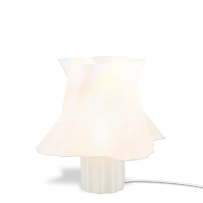 Lampe de table blanche design vue de côté — diffuseur torsadé made in France — LUMY PARIS