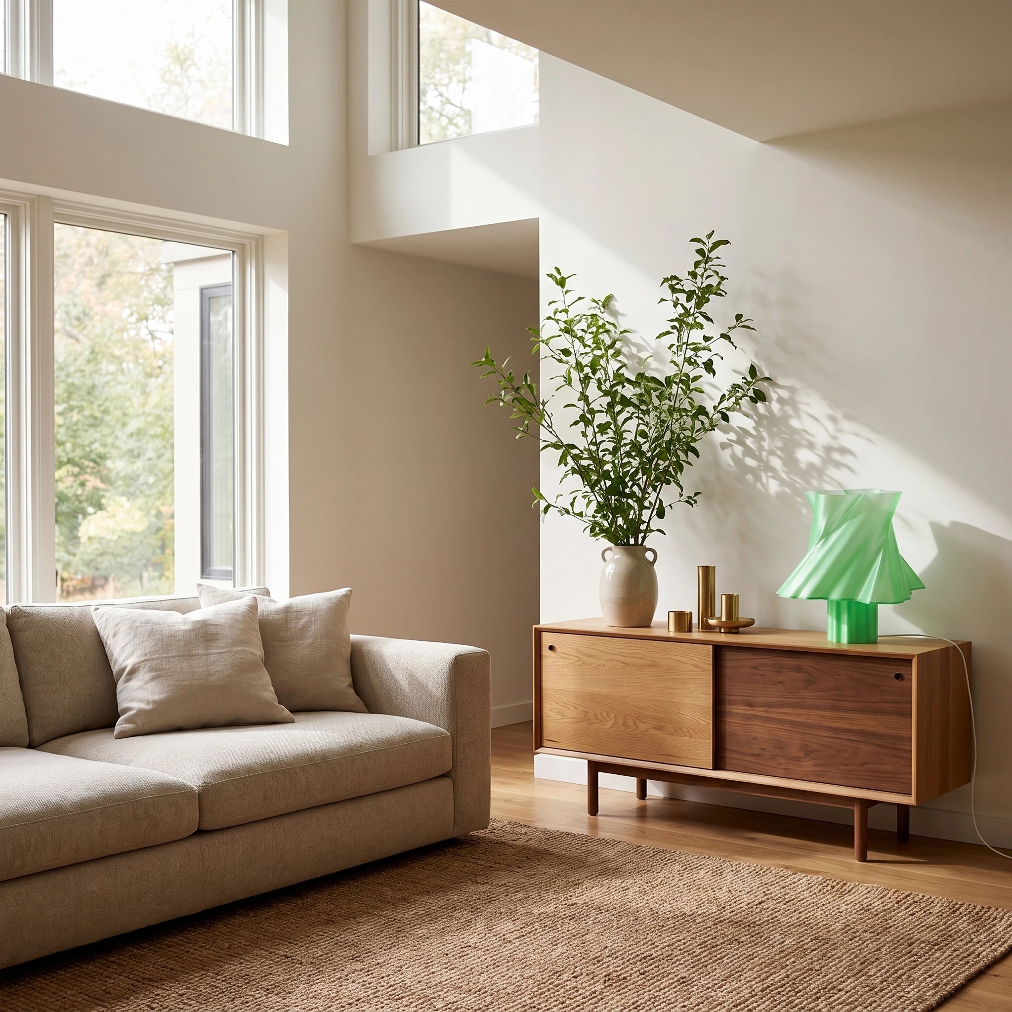 Lampe verte vert olive design éteinte — luminaire à poser made in France — LUMY PARIS
