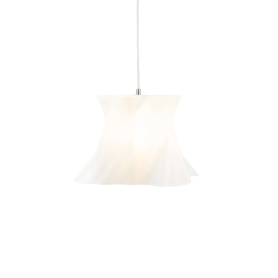 Petite suspension blanche vue de côté sur fond blanc — lustre made in France — LUMY PARIS