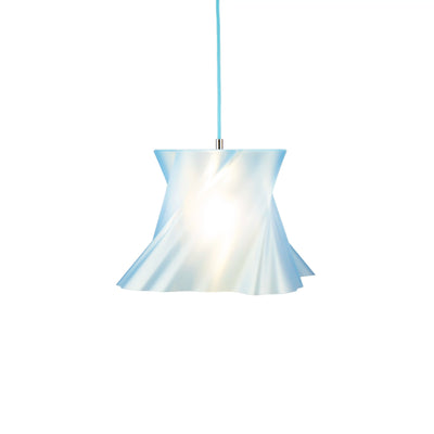 Suspension bleue design vue de trois-quarts — lustre contemporain made in France — LUMY PARIS