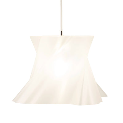 Grande suspension crème satiné vue de côté — lustre made in France — LUMY PARIS