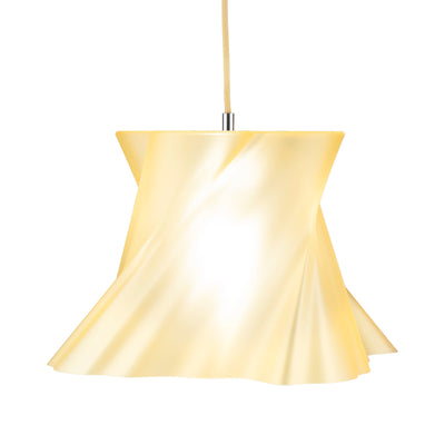 Grande suspension dorée champagne allumée — lustre design made in France — LUMY PARIS