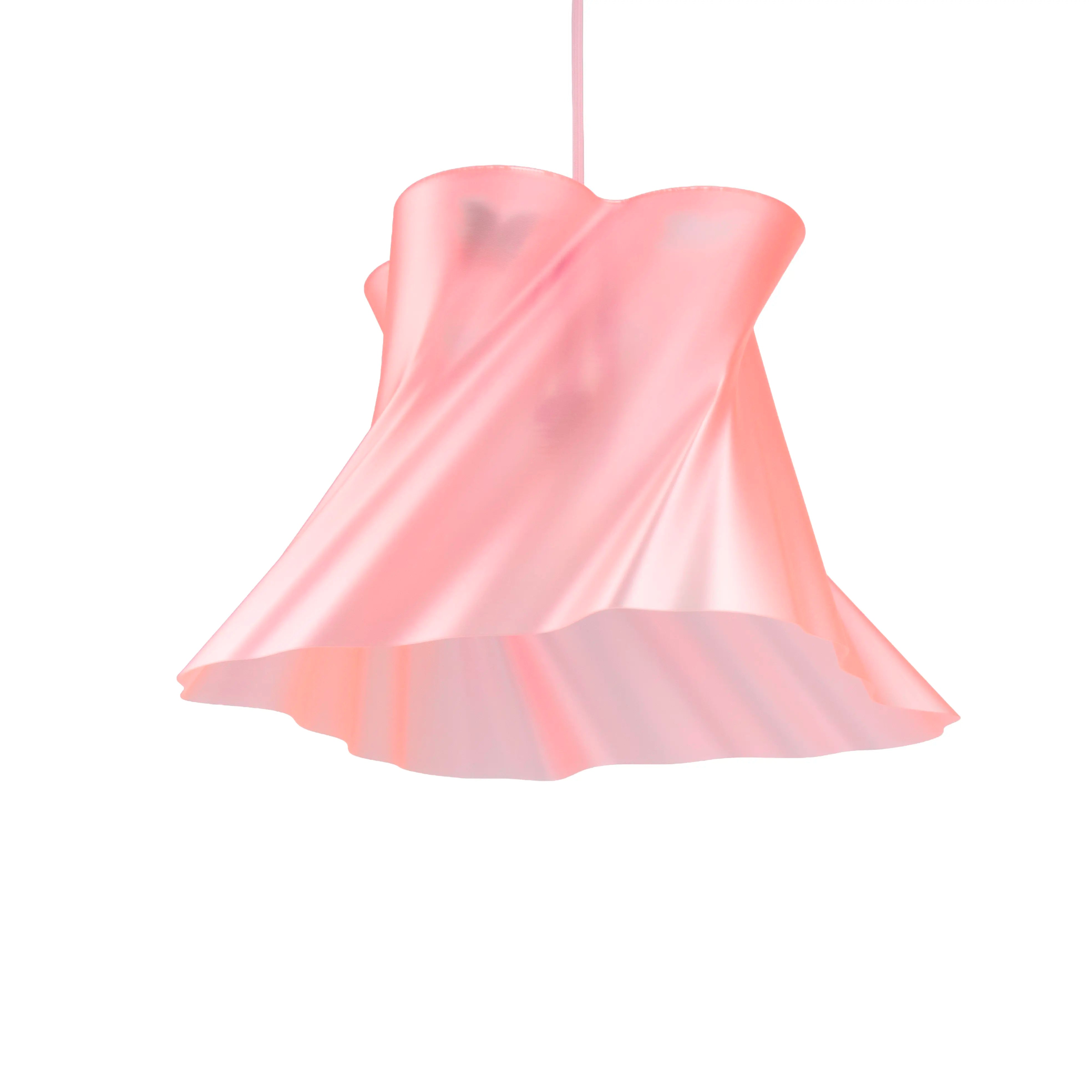 Suspension rose design allumée, lumière douce — lustre made in France — LUMY PARIS