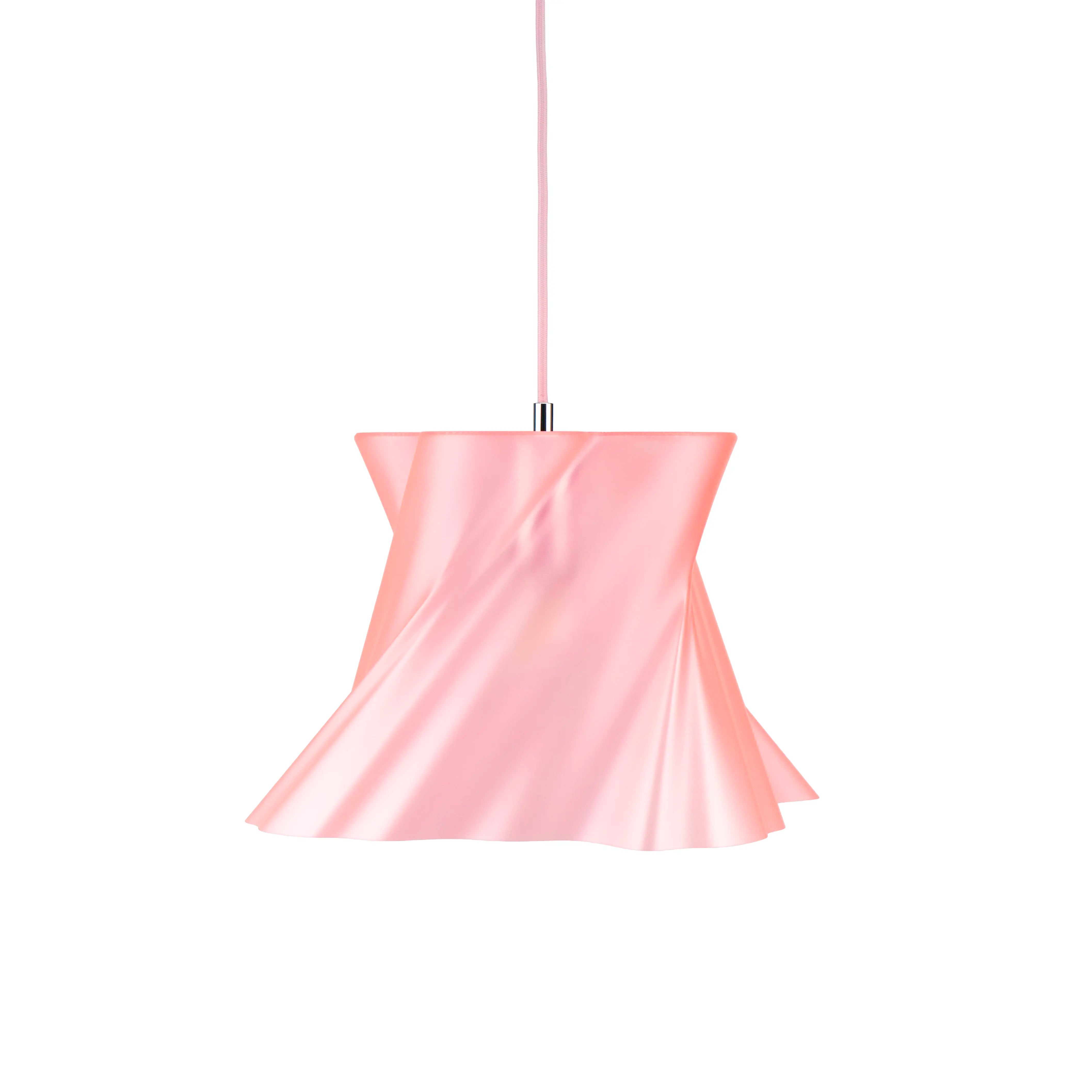 Suspension rose poudré design sur fond blanc — lustre made in France — LUMY PARIS