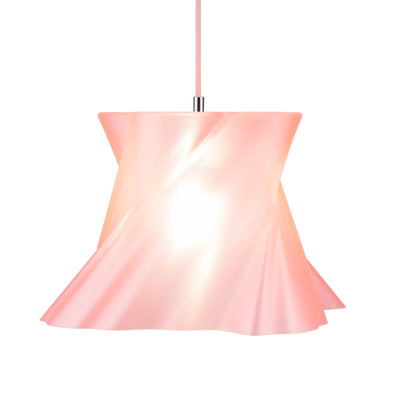 Grande suspension rose pastel vue de côté — lustre made in France — LUMY PARIS