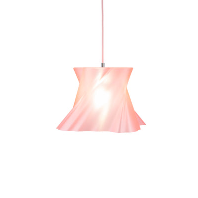 Petite suspension rose design vue de côté — lustre made in France — LUMY PARIS
