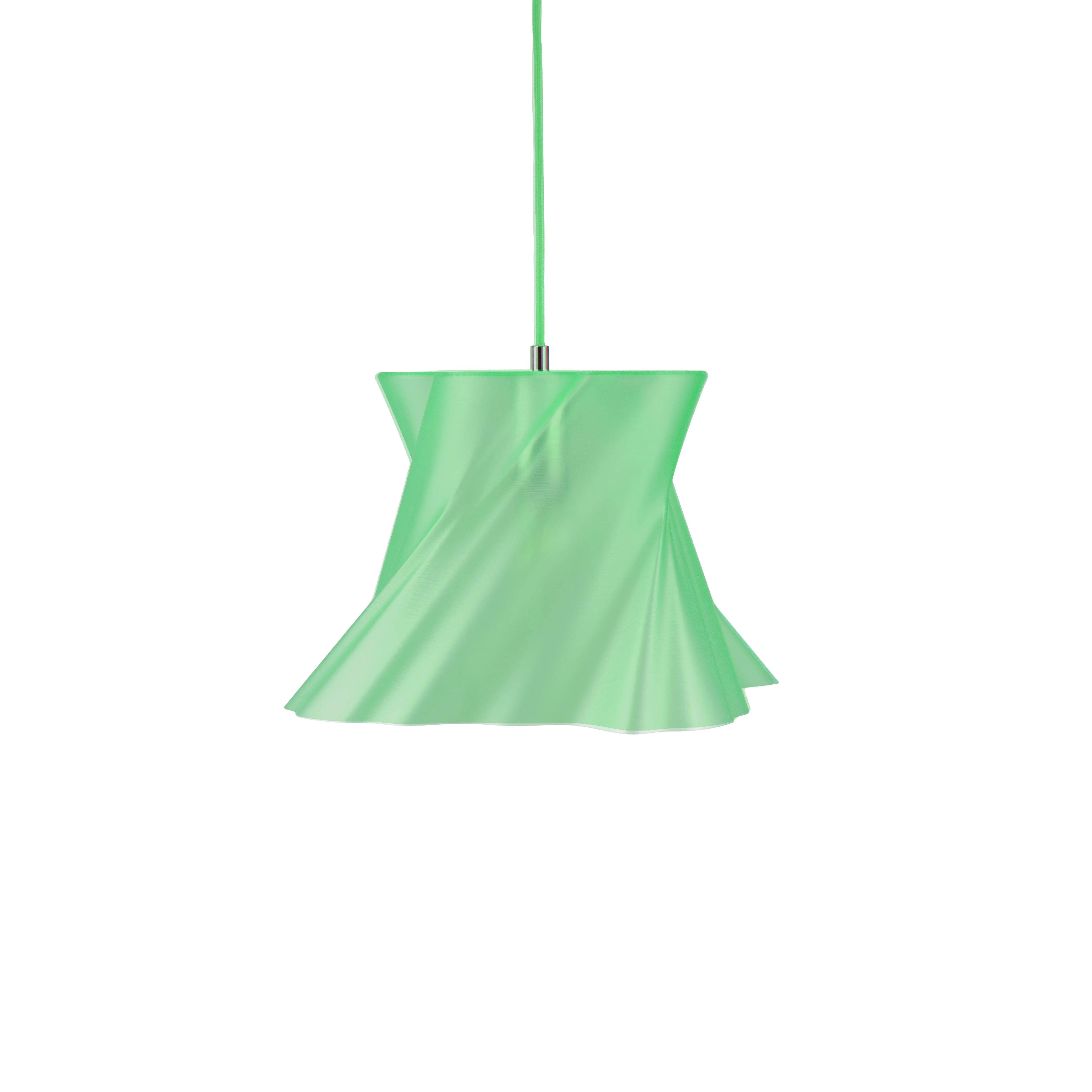 Petite suspension verte vert sauge sur fond blanc — lustre made in France — LUMY PARIS