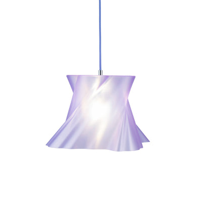 Suspension violette moyenne taille allumée, rendu lumineux — lustre made in France — LUMY PARIS