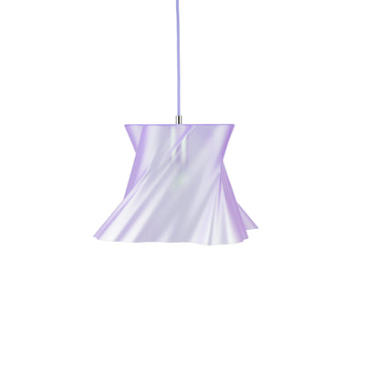 Petite suspension violette design sur fond blanc — lustre made in France — LUMY PARIS